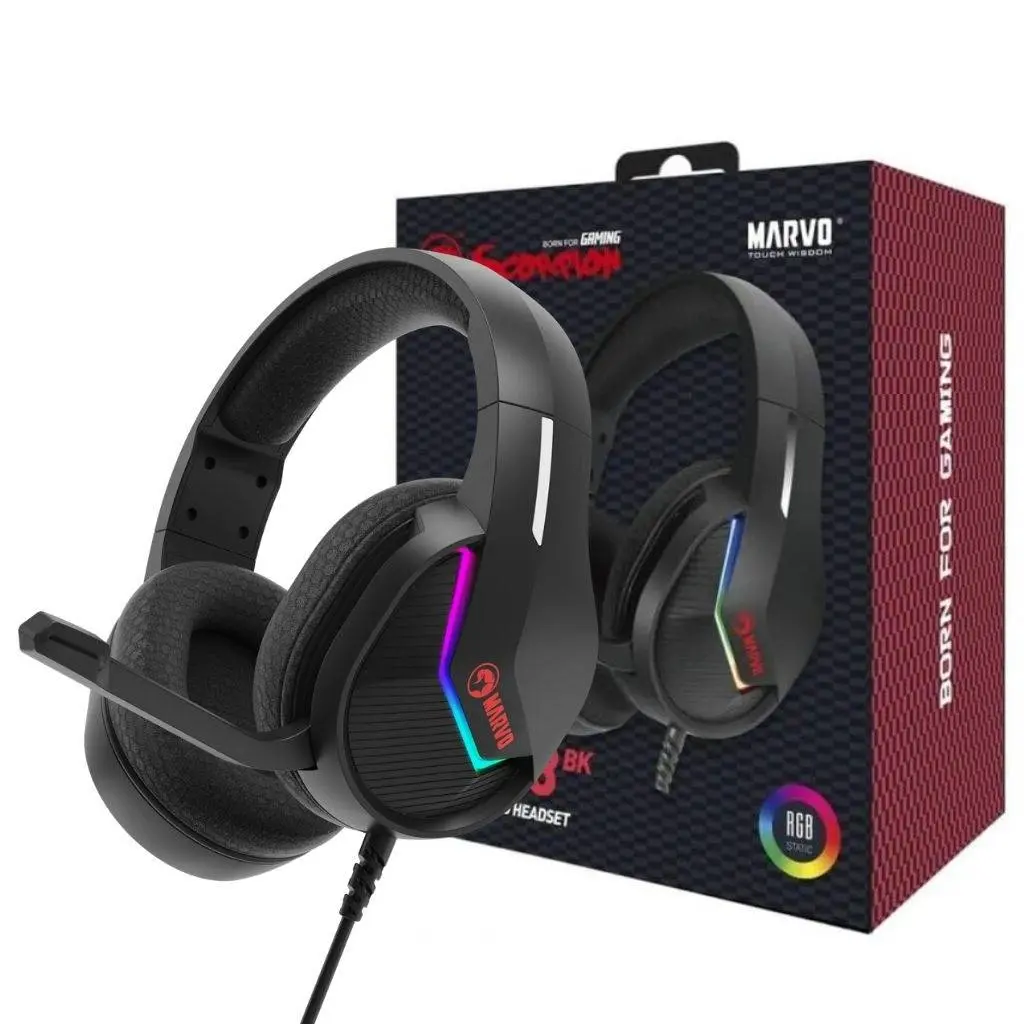 AUDIFONO MARVO TACTIC 40 H8618 BK RGB ESTATICO USB