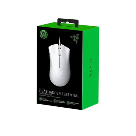 MOUSE RAZER DEATHADDER ESSENTIAL BLANCO ERGONOMICO BLANCO 5 BOTONES SENSOR OPTICO 6400 DPI